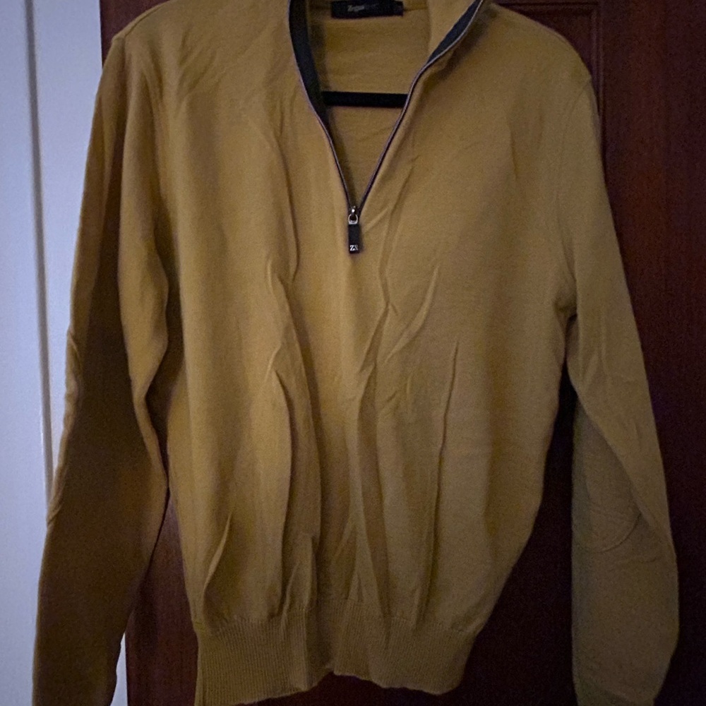 Men's Mustard Zip-Up Sweater
